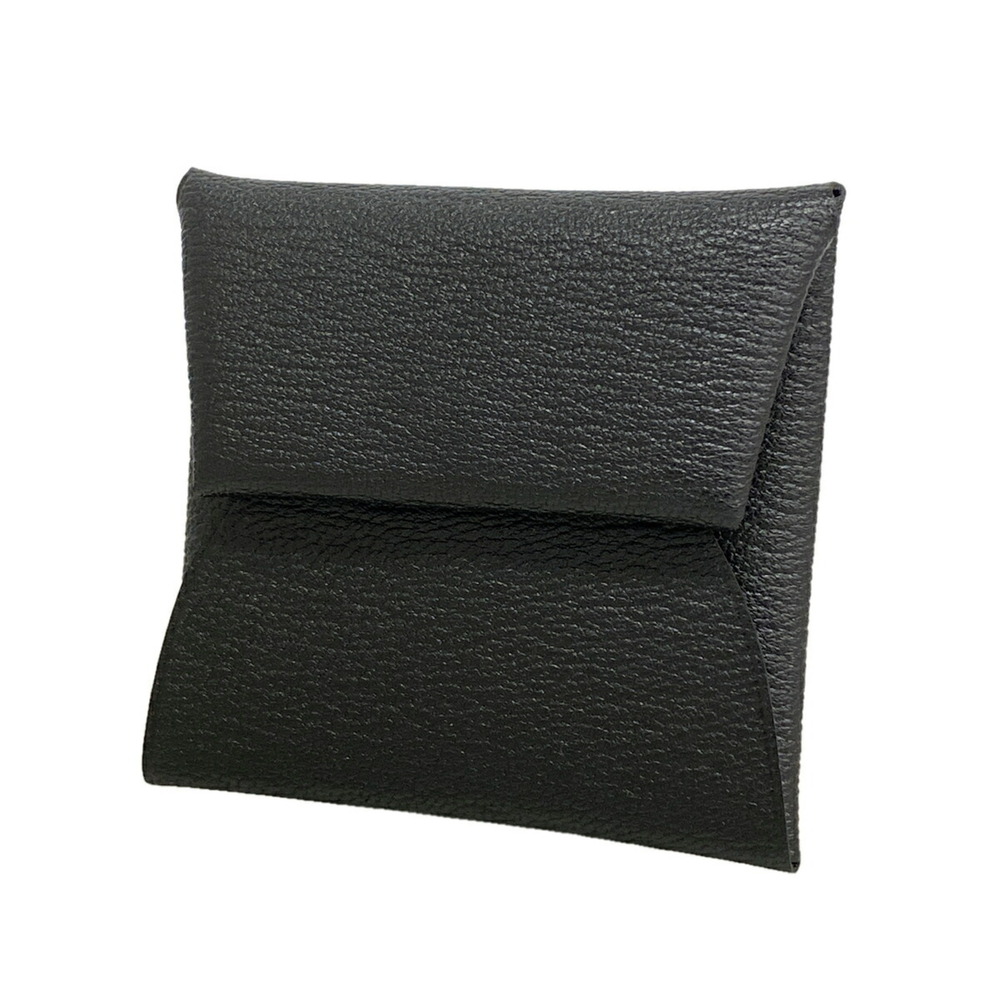 Hermes Bastia Chevre Mysore Wallet/Coin Case, Black, G Stamp, Women's